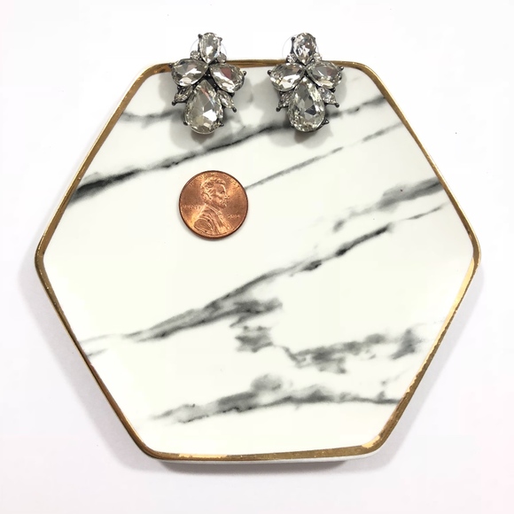 *Rhinestone Pear Bee Silver Boutique Stud Earrings - Picture 4 of 7